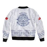 Queen Salote College 100 Years Anniversary Personalized Bomber Jacket Tonga QSC White - Polynesian Pride