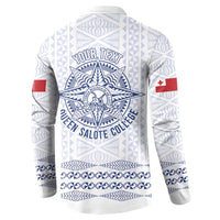 Queen Salote College 100 Years Anniversary Personalized Button Sweatshirt Tonga QSC White - Polynesian Pride