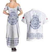 Queen Salote College 100 Years Anniversary Personalized Couples Matching Summer Maxi Dress and Hawaiian Shirt Tonga QSC White - Polynesian Pride