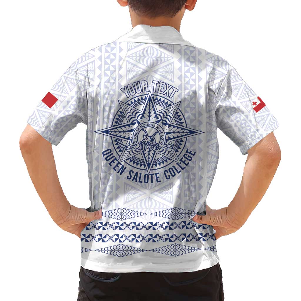 Queen Salote College 100 Years Anniversary Personalized Family Matching Off Shoulder Short Dress and Hawaiian Shirt Tonga QSC White - Polynesian Pride