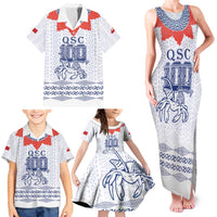 Queen Salote College 100 Years Anniversary Personalized Family Matching Tank Maxi Dress and Hawaiian Shirt Tonga QSC White - Polynesian Pride