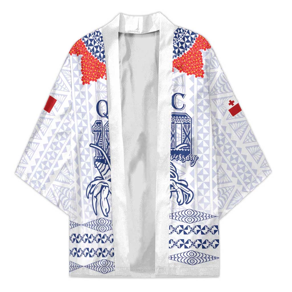 Queen Salote College 100 Years Anniversary Personalized Kimono Tonga QSC White - Polynesian Pride