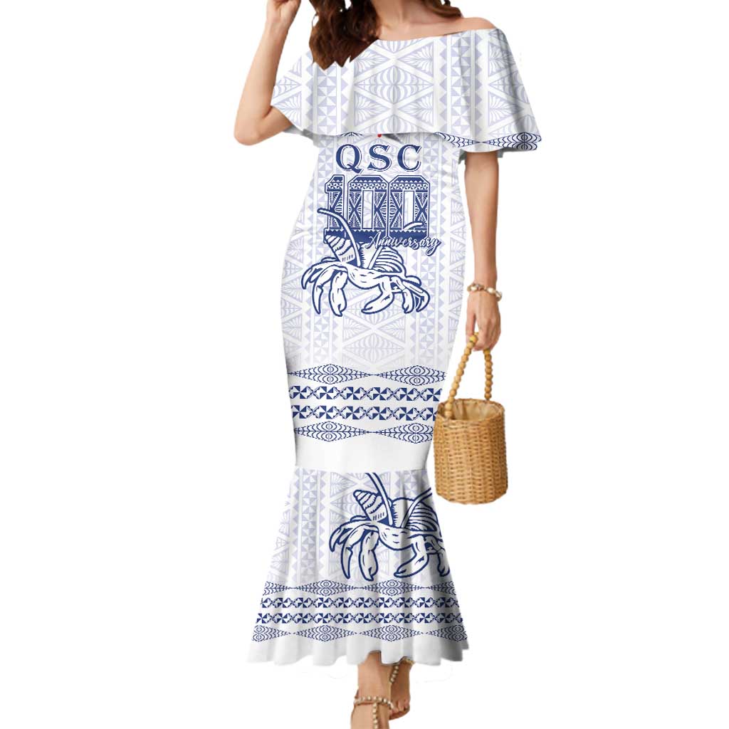 Queen Salote College 100 Years Anniversary Personalized Mermaid Dress Tonga QSC White - Polynesian Pride