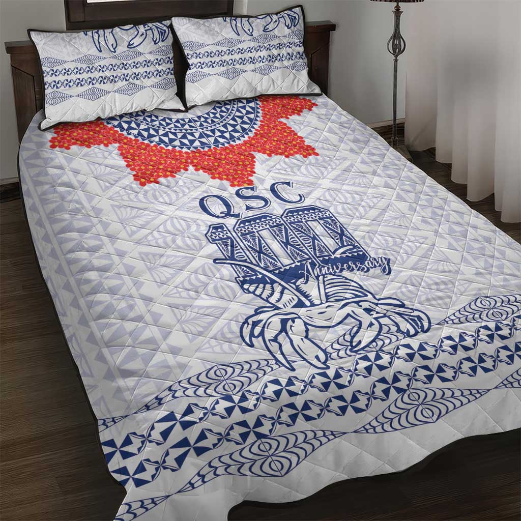 Queen Salote College 100 Years Anniversary Quilt Bed Set Tonga QSC White - Polynesian Pride