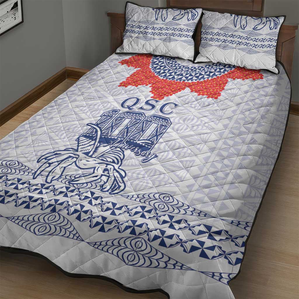 Queen Salote College 100 Years Anniversary Quilt Bed Set Tonga QSC White - Polynesian Pride
