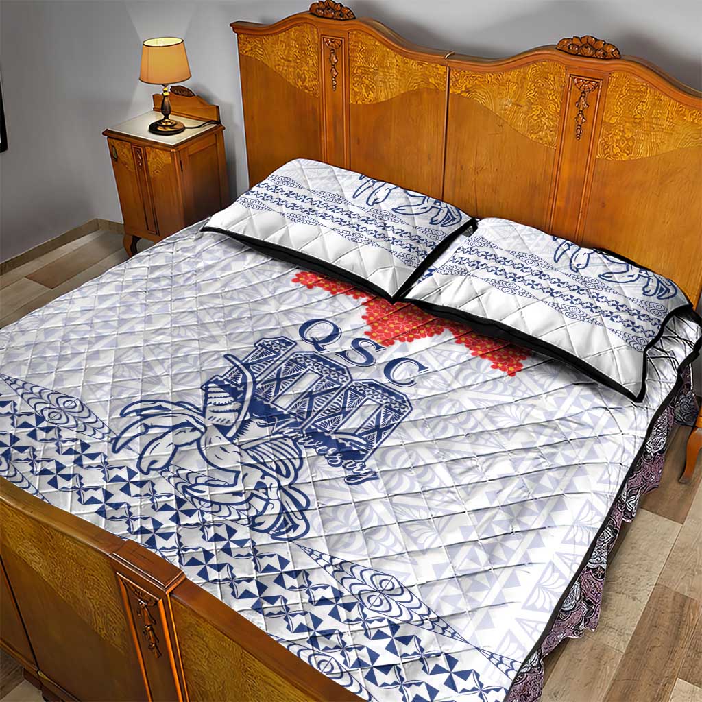Queen Salote College 100 Years Anniversary Quilt Bed Set Tonga QSC White - Polynesian Pride