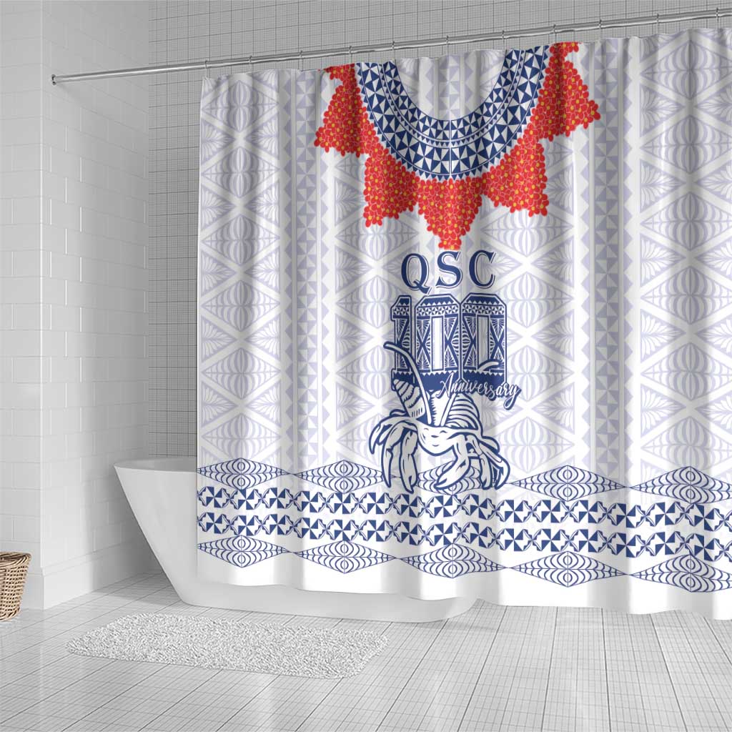 Queen Salote College 100 Years Anniversary Shower Curtain Tonga QSC White - Polynesian Pride