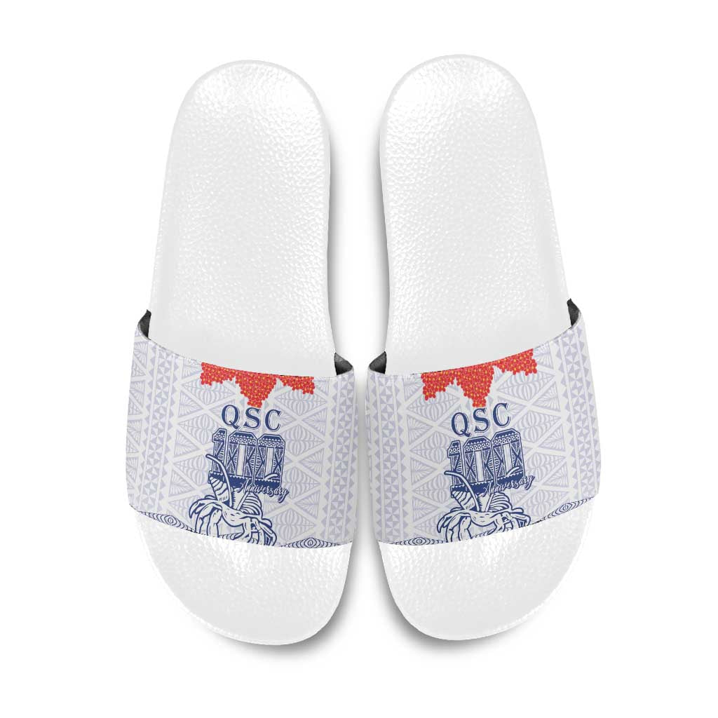 Queen Salote College 100 Years Anniversary Slide Sandals Tonga QSC White - Polynesian Pride