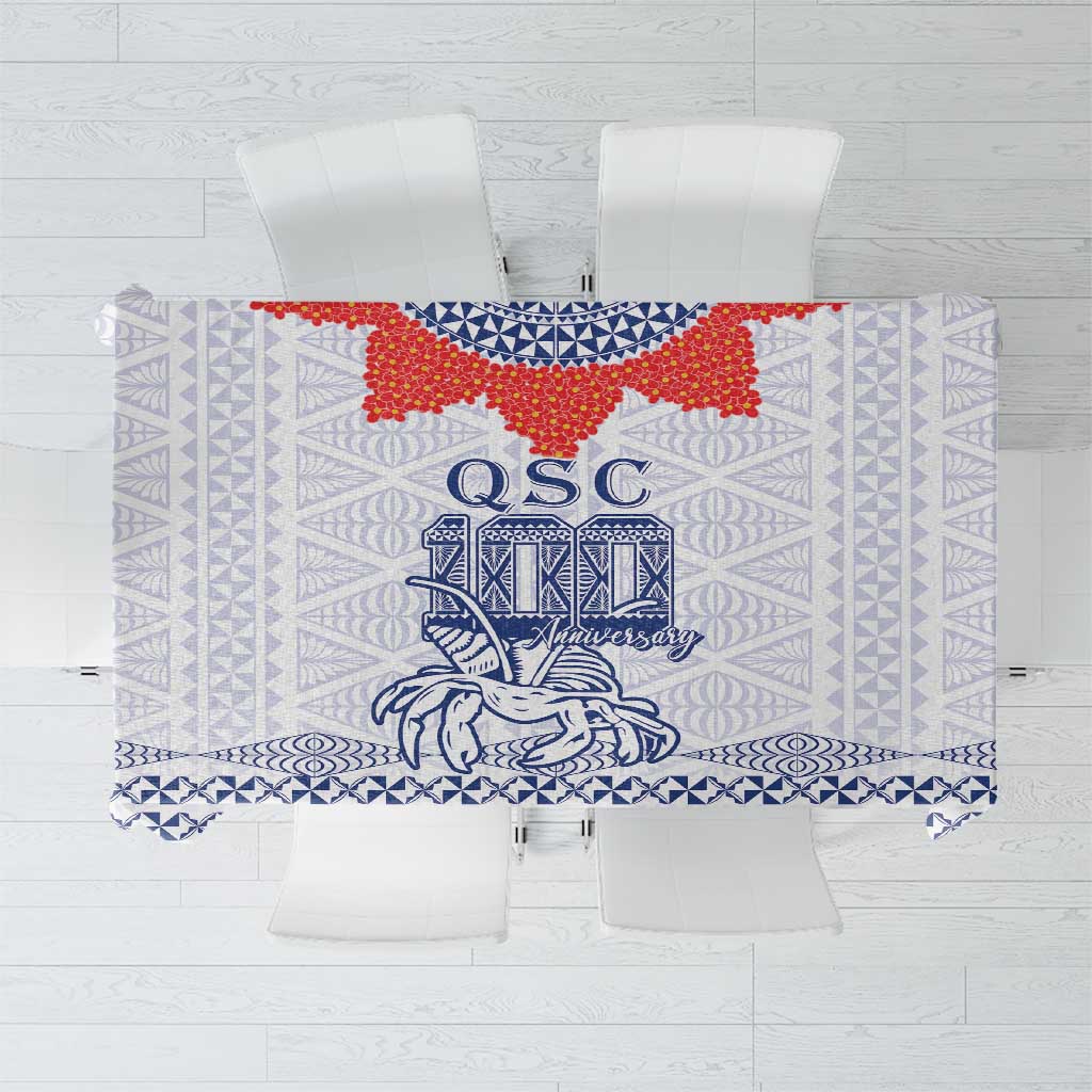 Queen Salote College 100 Years Anniversary Tablecloth Tonga QSC White - Polynesian Pride