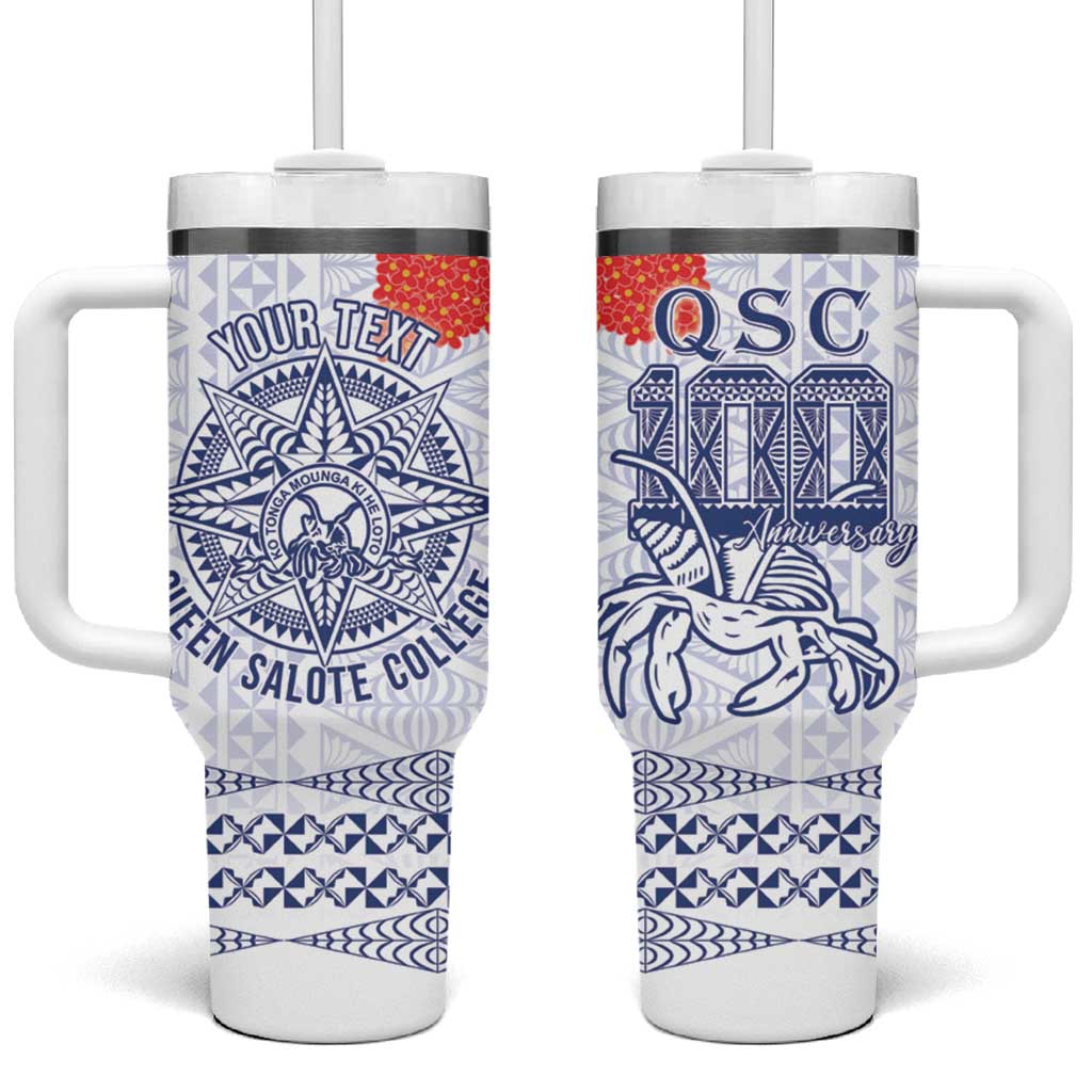 Queen Salote College 100 Years Anniversary Personalized Tumbler With Handle Tonga QSC White - Polynesian Pride