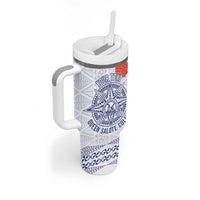 Queen Salote College 100 Years Anniversary Personalized Tumbler With Handle Tonga QSC White - Polynesian Pride