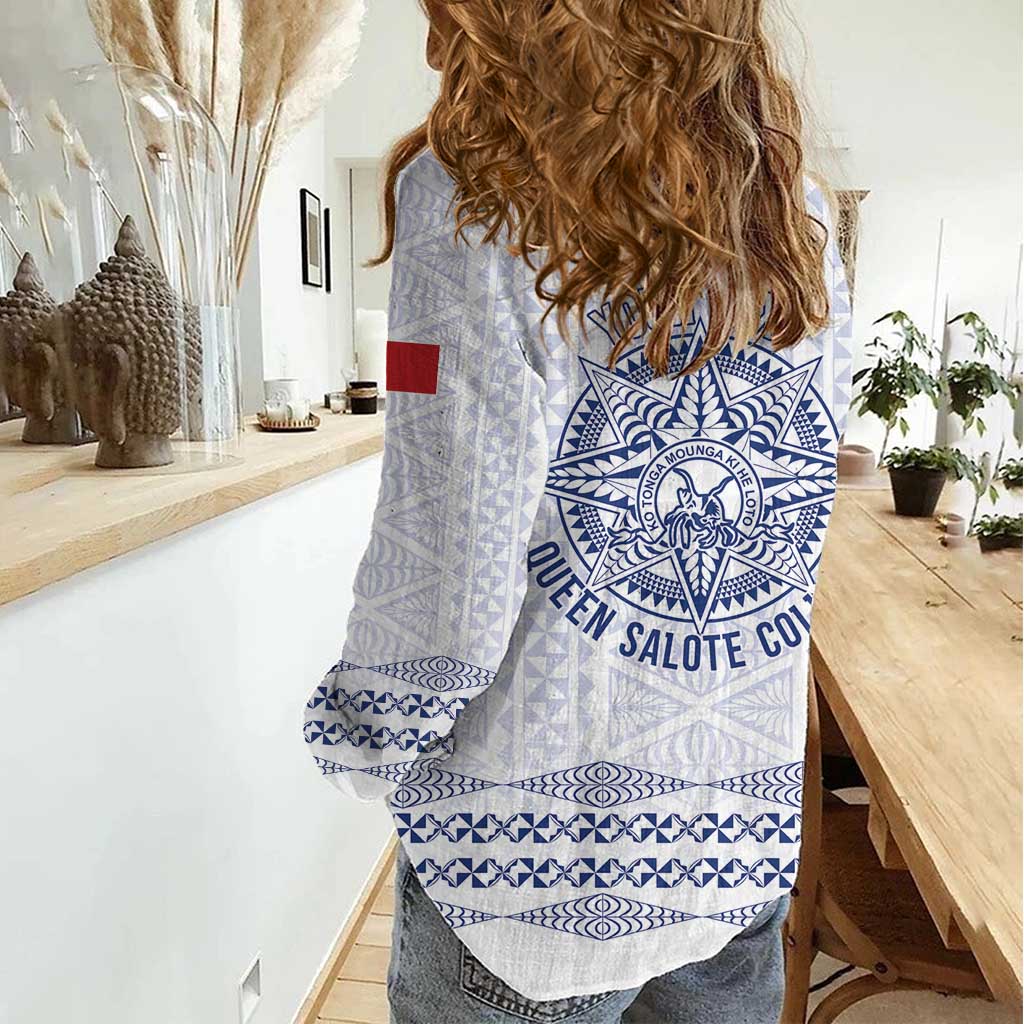 Queen Salote College 100 Years Anniversary Personalized Women Casual Shirt Tonga QSC White - Polynesian Pride