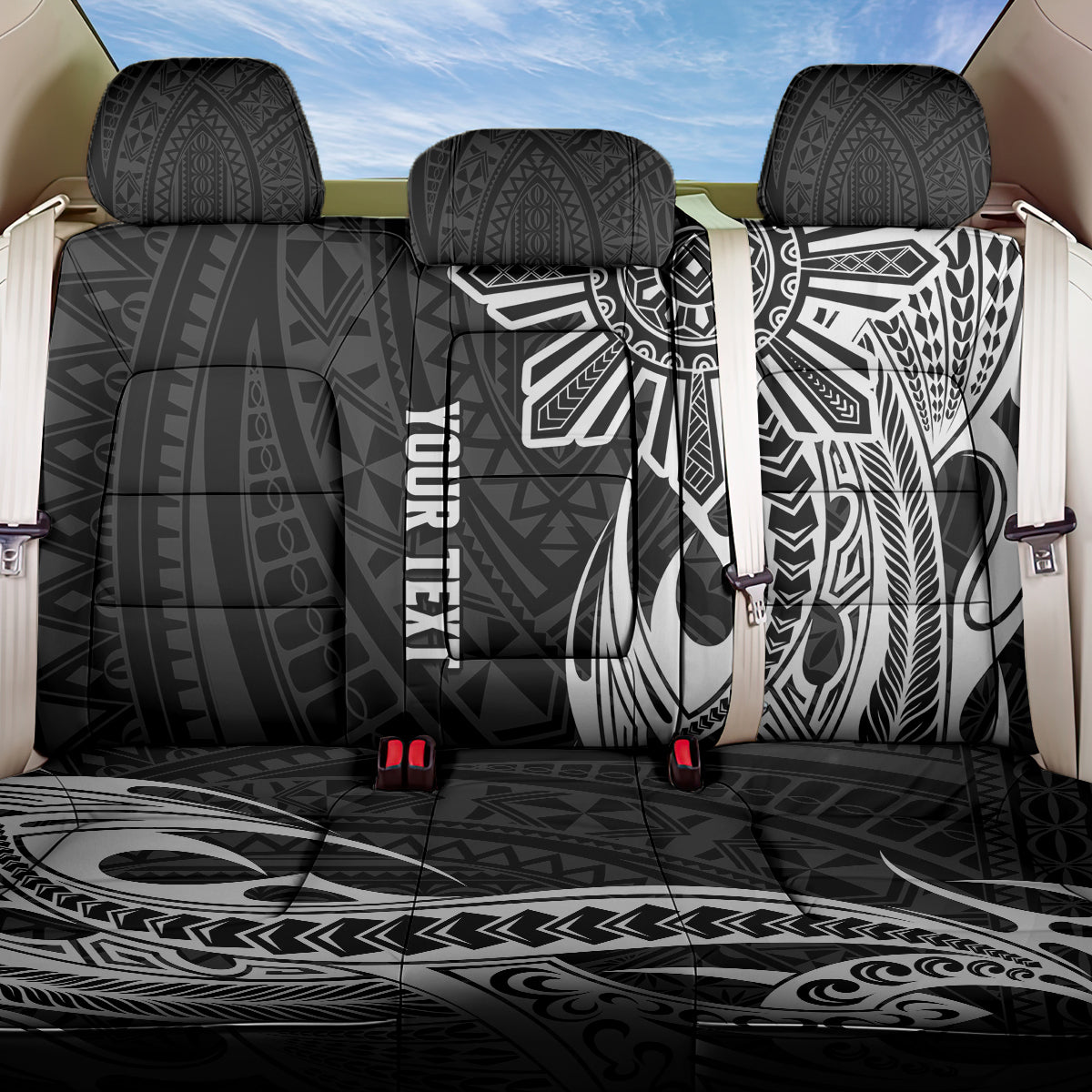 Personalised Philippines Back Car Seat Cover Tribal Sun LT7 One Size Black - Polynesian Pride