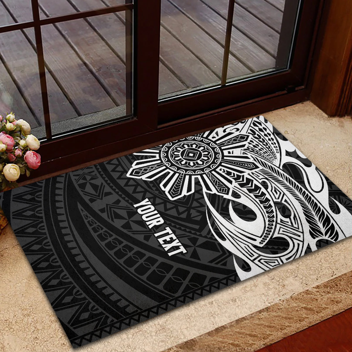 Personalised Philippines Rubber Doormat Tribal Sun LT7 - Polynesian Pride