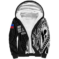 Personalised Philippines Sherpa Hoodie Tribal Sun LT7 Unisex Black - Polynesian Pride
