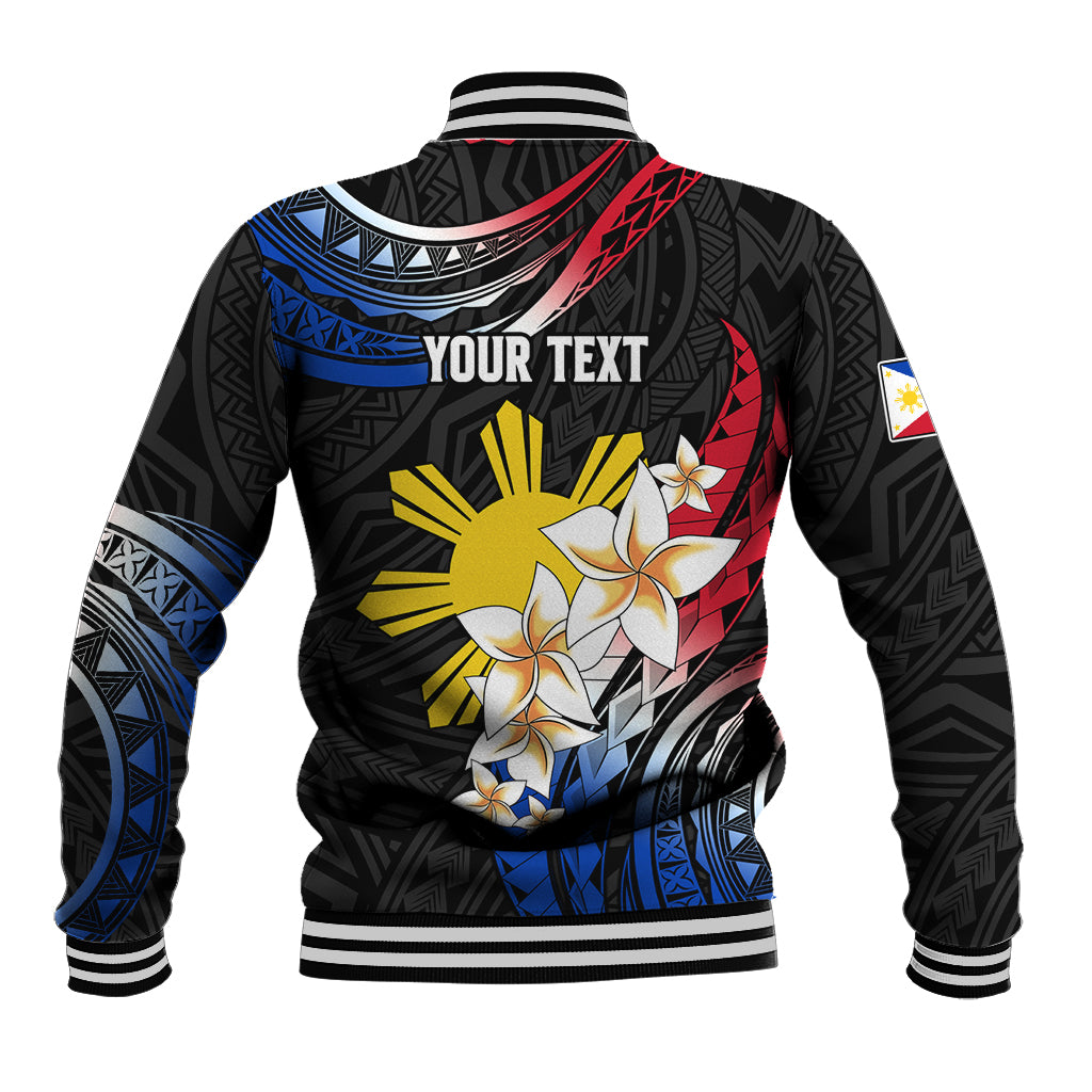 Personalised Philippines Tribal Baseball Jacket Mix Plumeria - Flag Colors LT7 - Polynesian Pride