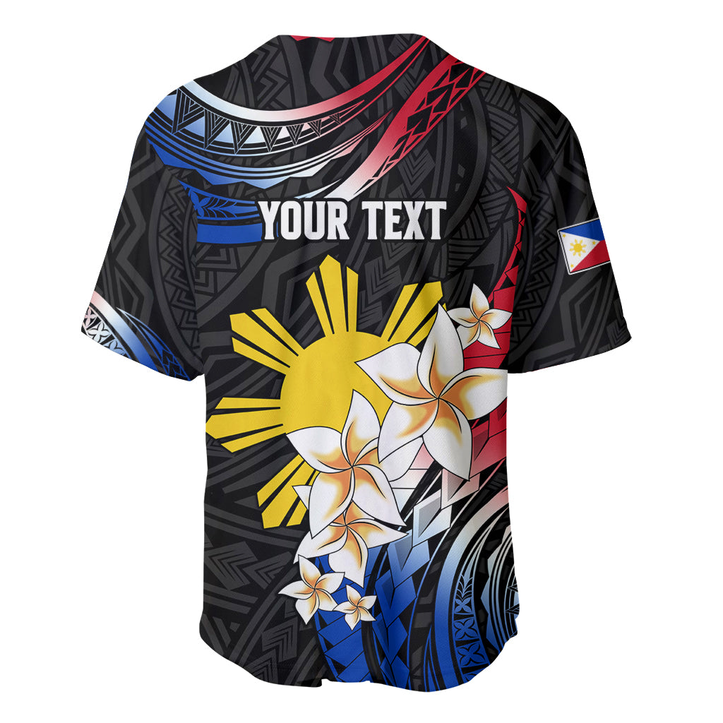 Personalised Philippines Tribal Baseball Jersey Mix Plumeria - Flag Colors LT7 - Polynesian Pride