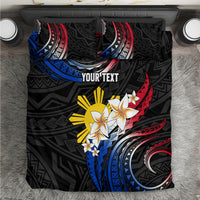 Personalised Philippines Tribal Bedding Set Mix Plumeria - Flag Colors LT7 Black - Polynesian Pride