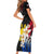 Personalised Philippines Tribal Short Sleeve Bodycon Dress Mix Plumeria - Flag Colors LT7 - Polynesian Pride