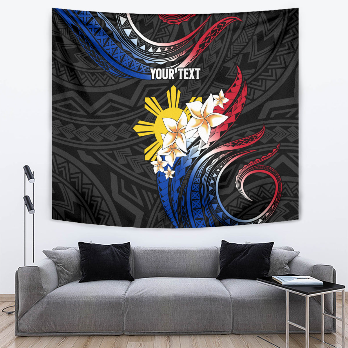 Personalised Philippines Tribal Tapestry Mix Plumeria - Flag Colors LT7 - Polynesian Pride