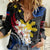 Personalised Philippines Tribal Women Casual Shirt Mix Plumeria - Flag Colors LT7 Female Black - Polynesian Pride