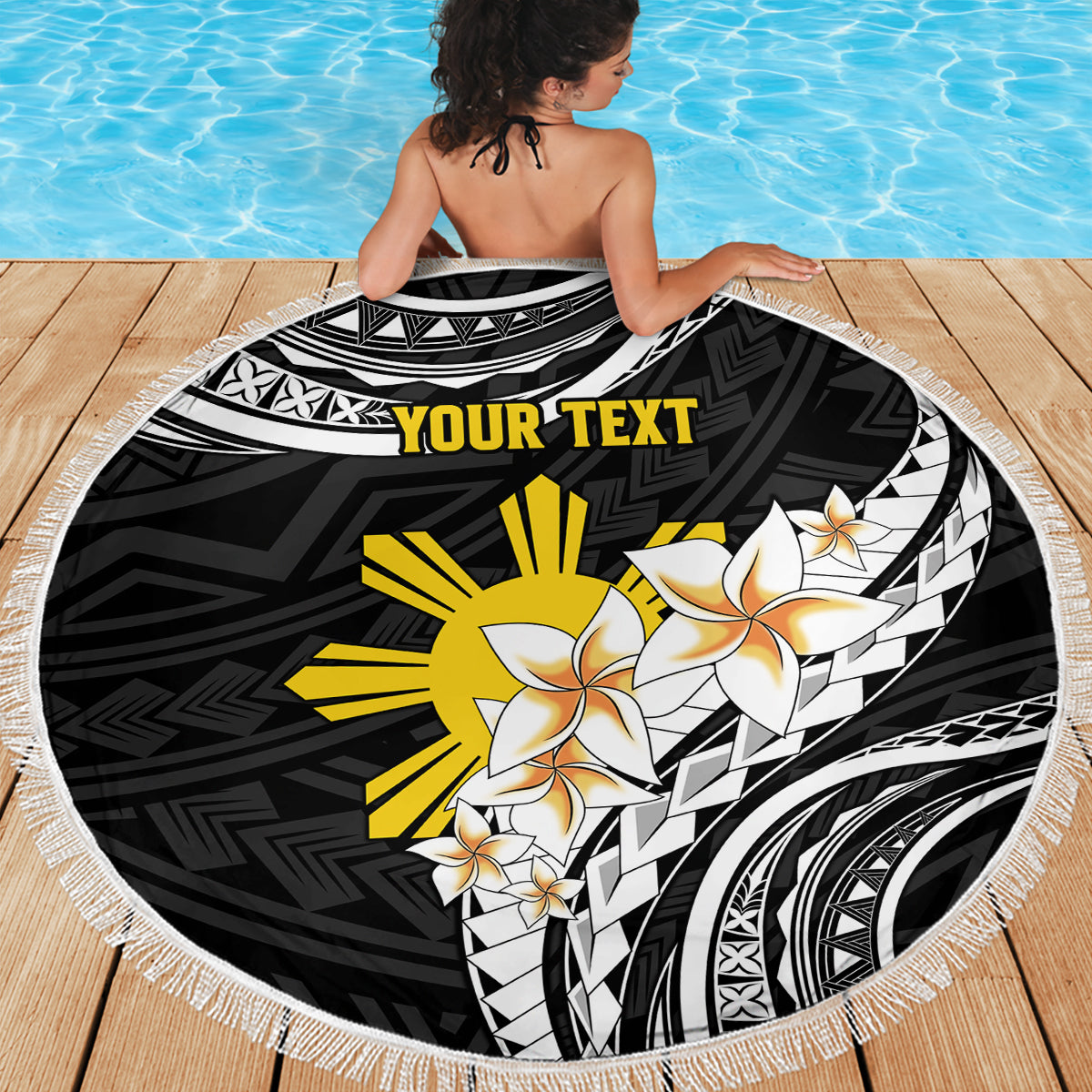 Personalised Philippines Tribal Beach Blanket Mix Plumeria LT7 - Polynesian Pride