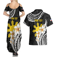 Personalised Philippines Tribal Couples Matching Summer Maxi Dress and Hawaiian Shirt Mix Plumeria LT7 - Polynesian Pride