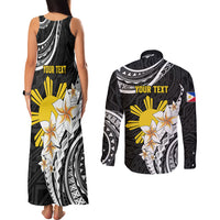 Personalised Philippines Tribal Couples Matching Tank Maxi Dress and Long Sleeve Button Shirt Mix Plumeria LT7 - Polynesian Pride