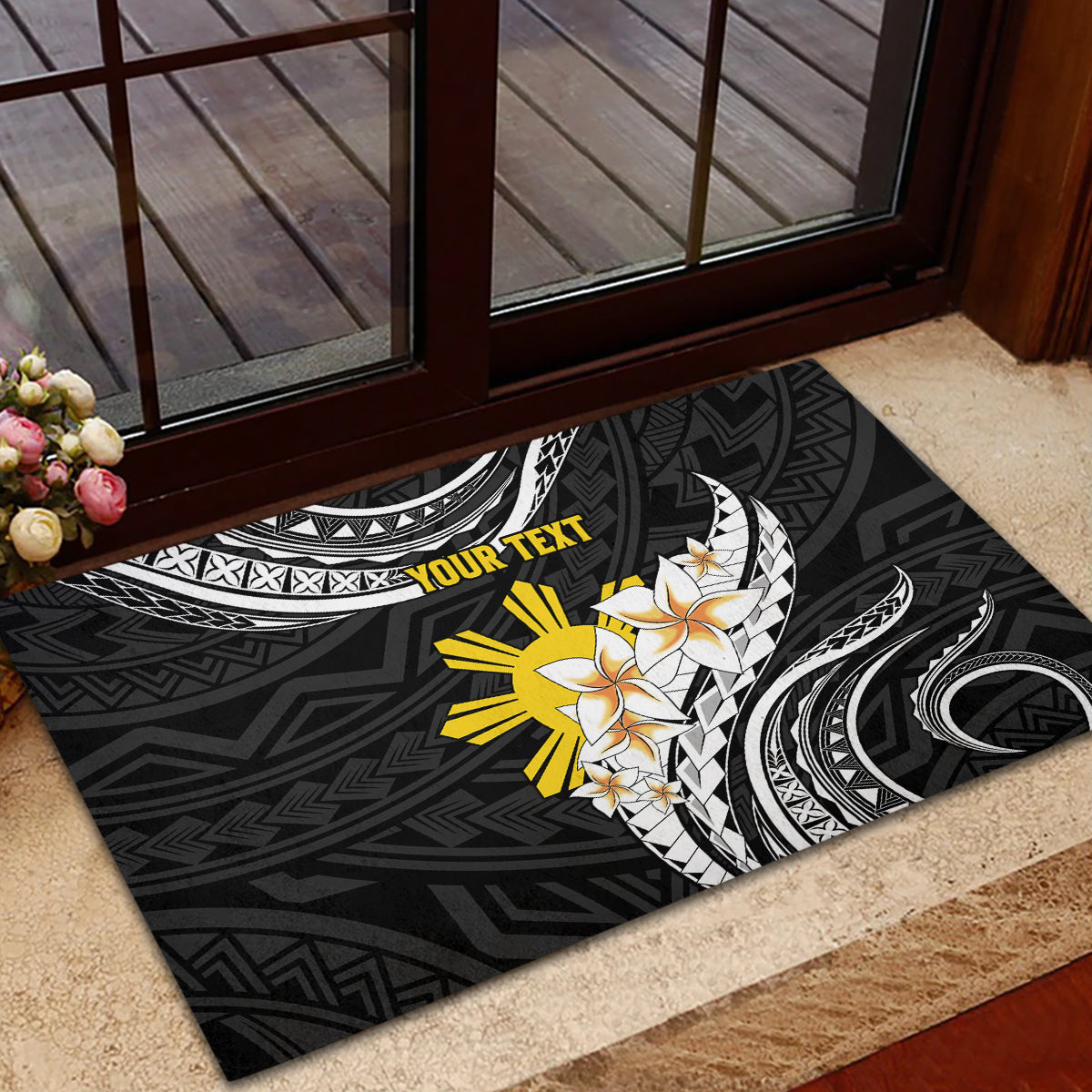 Personalised Philippines Tribal Rubber Doormat Mix Plumeria LT7 - Polynesian Pride