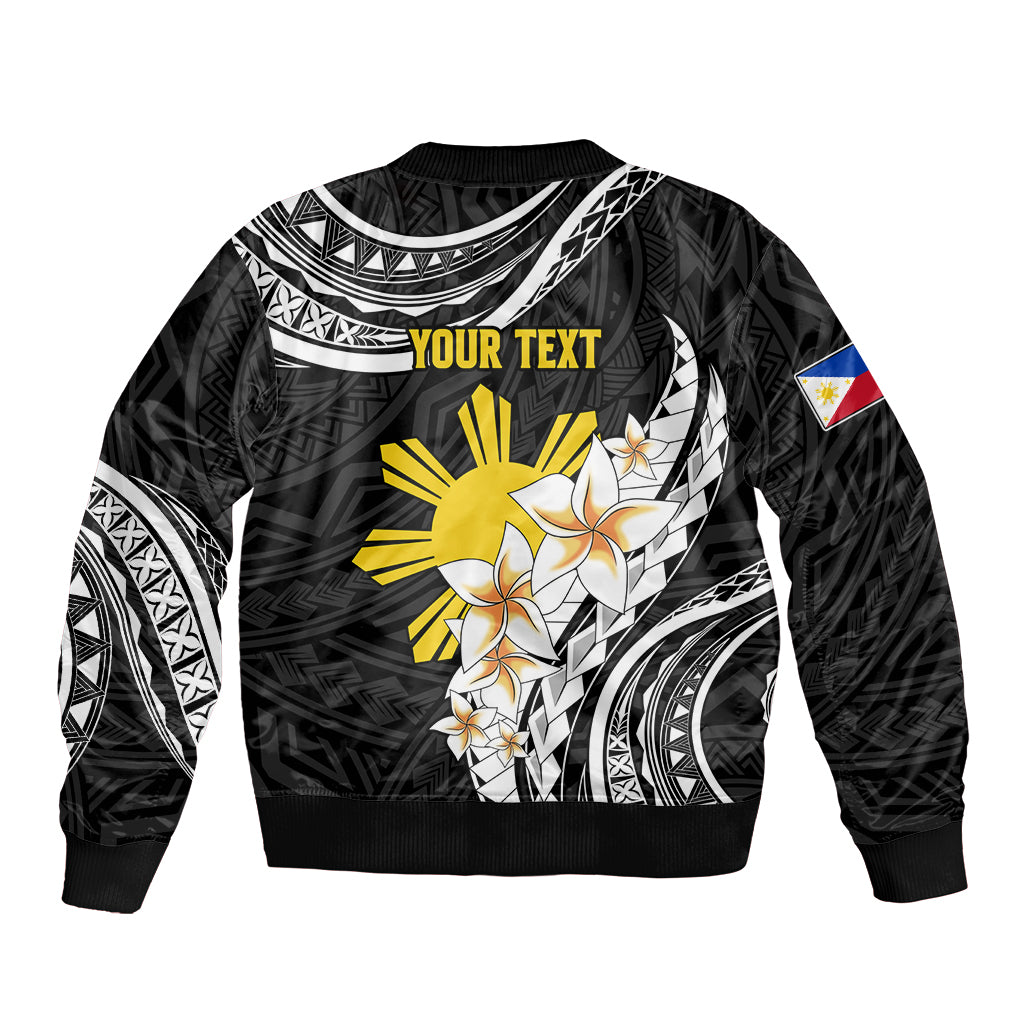 Personalised Philippines Tribal Sleeve Zip Bomber Jacket Mix Plumeria LT7 - Polynesian Pride