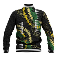 Hawaii Aloha Kakau Baseball Jacket Puakenikeni and Maile Lei Twist