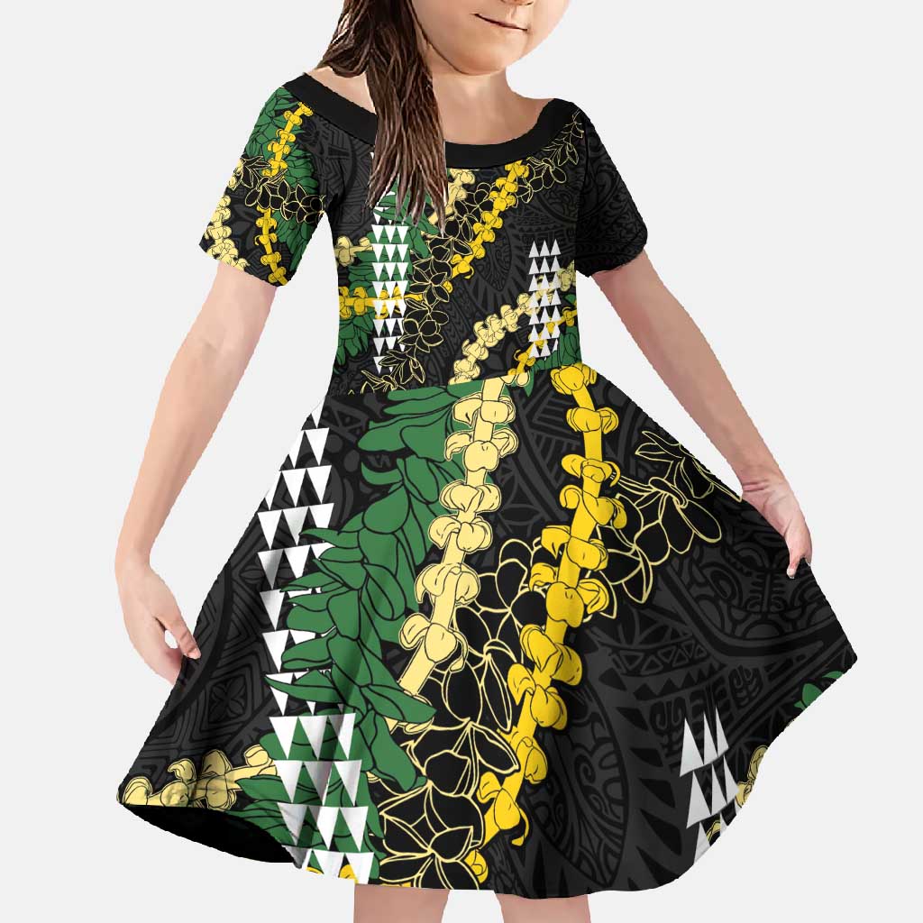 Hawaii Aloha Kakau Family Matching Mermaid Dress and Hawaiian Shirt Puakenikeni and Maile Lei Twist