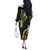 Hawaii Aloha Kakau Off The Shoulder Long Sleeve Dress Puakenikeni and Maile Lei Twist