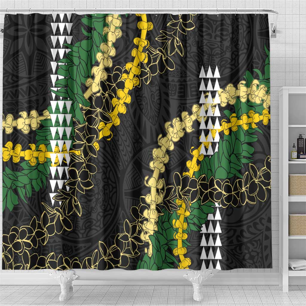 Hawaii Aloha Kakau Shower Curtain Puakenikeni and Maile Lei Twist