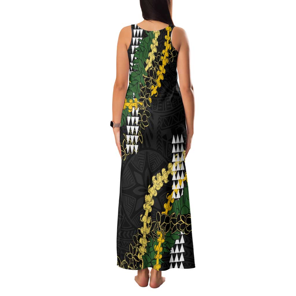Hawaii Aloha Kakau Tank Maxi Dress Puakenikeni and Maile Lei Twist