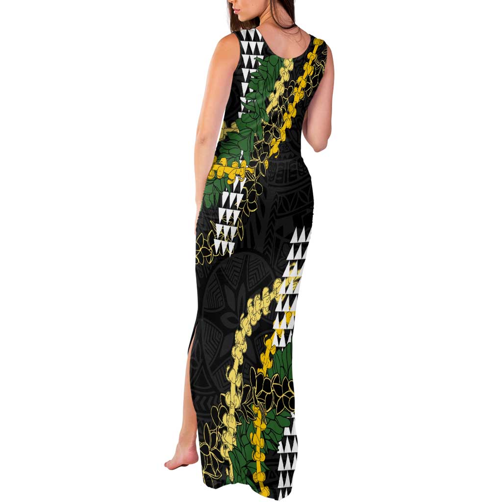 Hawaii Aloha Kakau Tank Maxi Dress Puakenikeni and Maile Lei Twist