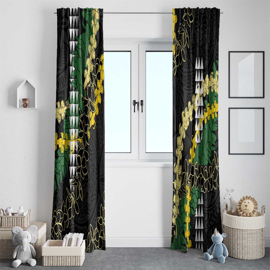 Hawaii Aloha Kakau Window Curtain Puakenikeni and Maile Lei Twist