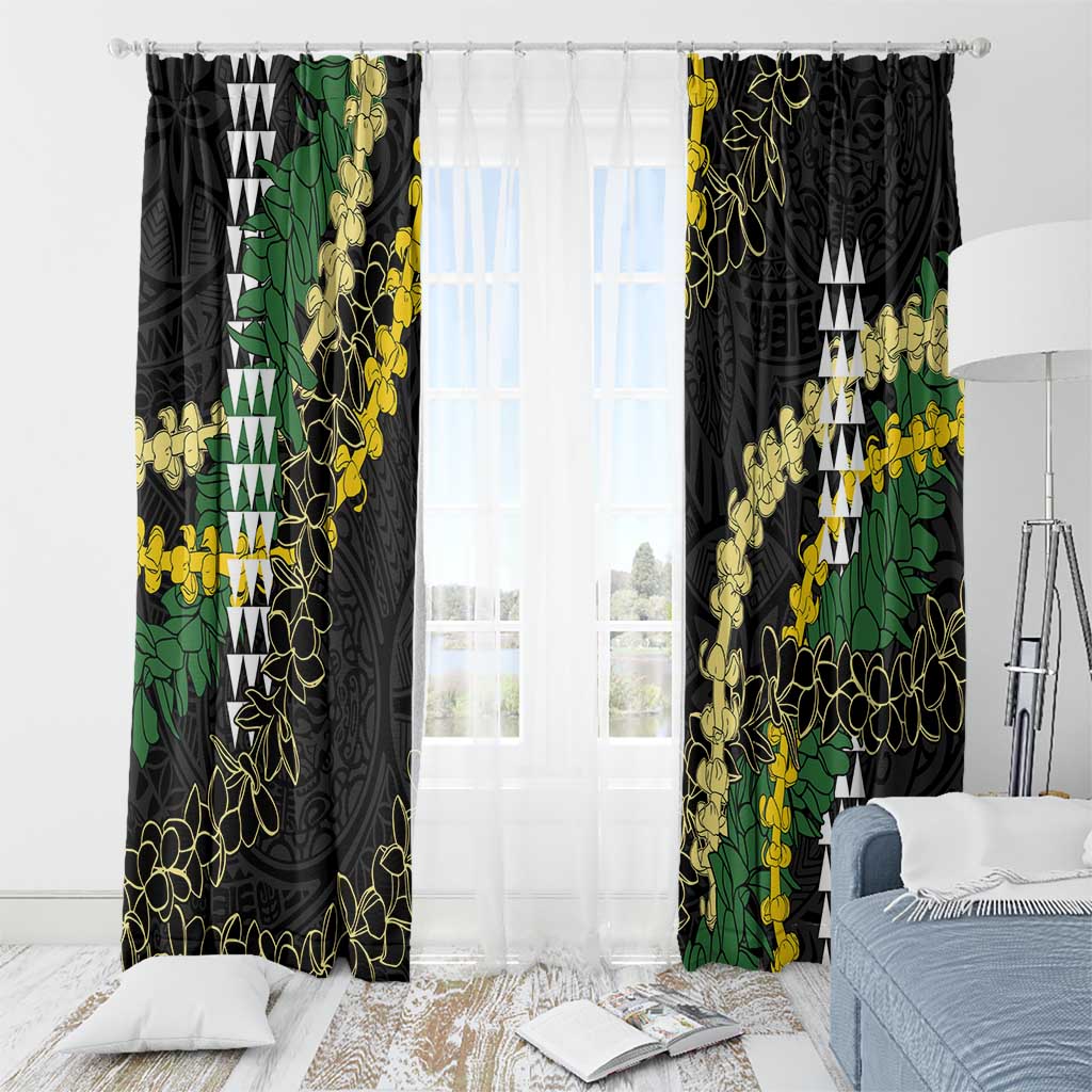 Hawaii Aloha Kakau Window Curtain Puakenikeni and Maile Lei Twist