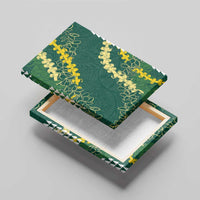 Hawaii Aloha Kakau Canvas Wall Art Green Puakenikeni and Maile Lei Twist