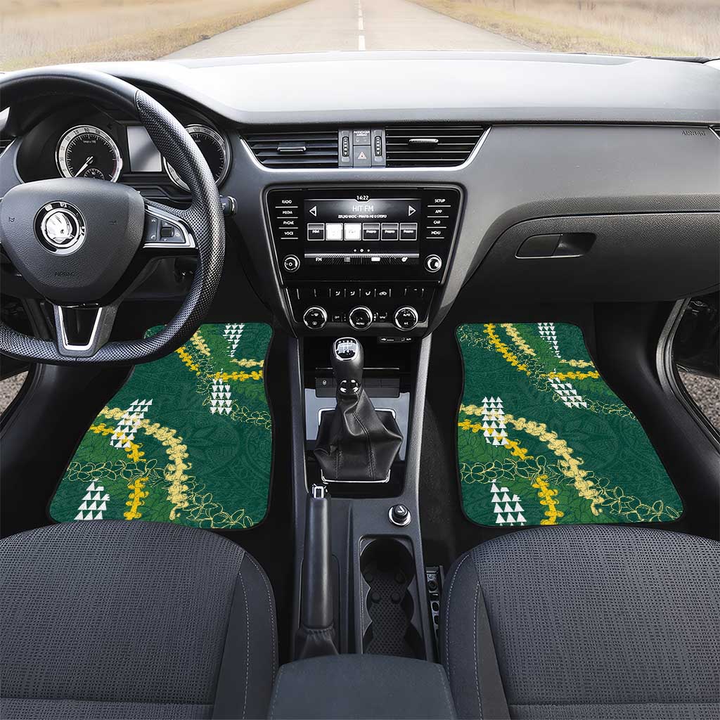 Hawaii Aloha Kakau Car Mats Green Puakenikeni and Maile Lei Twist