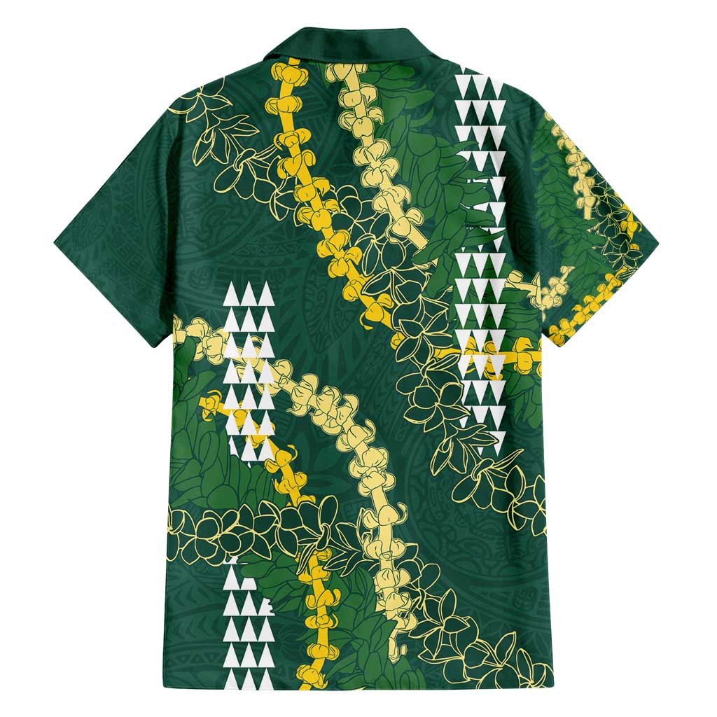 Hawaii Aloha Kakau Family Matching Tank Maxi Dress and Hawaiian Shirt Green Puakenikeni and Maile Lei Twist