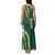 Hawaii Aloha Kakau Family Matching Tank Maxi Dress and Hawaiian Shirt Green Puakenikeni and Maile Lei Twist