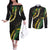 Hawaii Puakenikeni - Maile Lei Couples Matching Off The Shoulder Long Sleeve Dress and Long Sleeve Button Shirt Obsidian Black