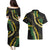 Hawaii Puakenikeni - Maile Lei Couples Matching Puletasi and Hawaiian Shirt Obsidian Black