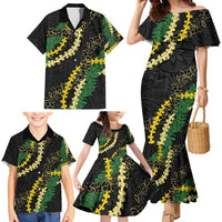 Hawaii Puakenikeni - Maile Lei Family Matching Mermaid Dress and Hawaiian Shirt Obsidian Black