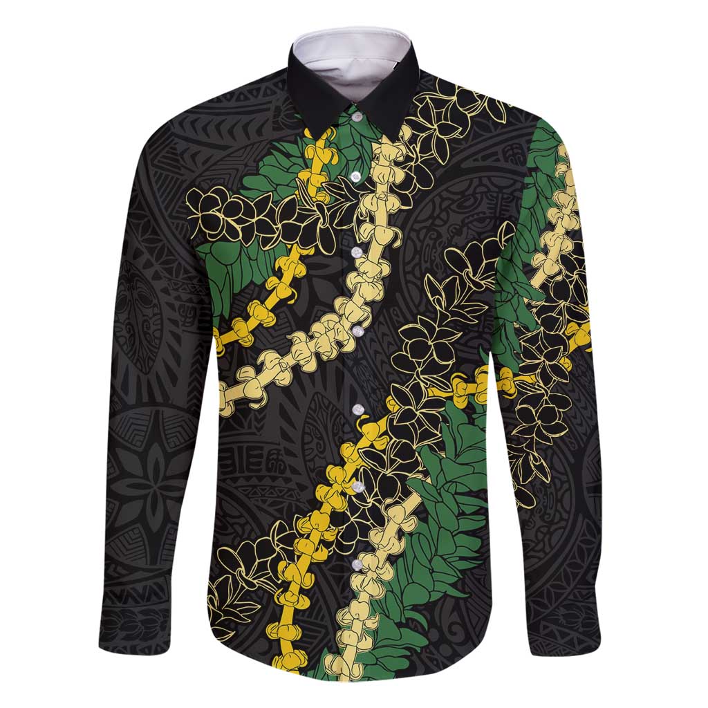 Hawaii Puakenikeni - Maile Lei Family Matching Mermaid Dress and Hawaiian Shirt Obsidian Black