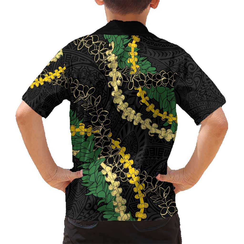 Hawaii Puakenikeni - Maile Lei Family Matching Puletasi and Hawaiian Shirt Obsidian Black