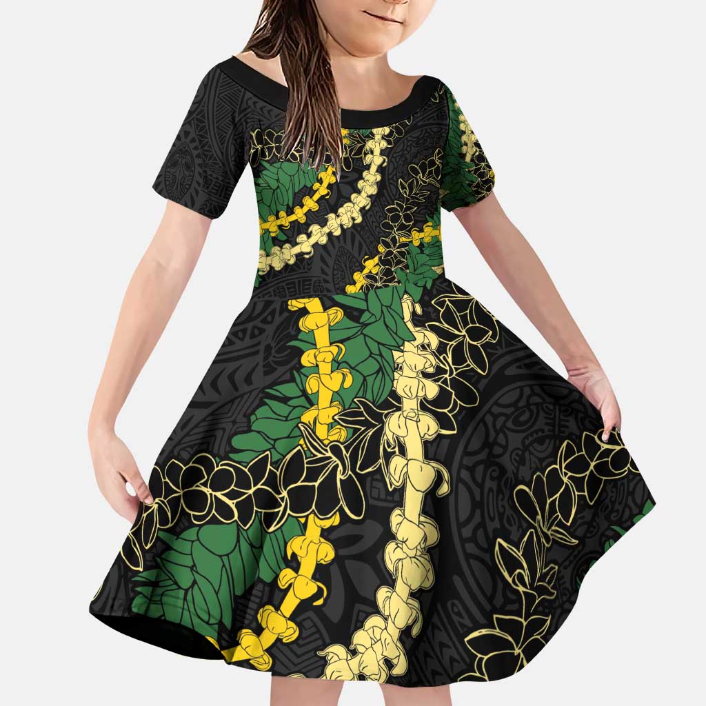 Hawaii Puakenikeni - Maile Lei Family Matching Puletasi and Hawaiian Shirt Obsidian Black