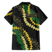 Hawaii Puakenikeni - Maile Lei Family Matching Short Sleeve Bodycon Dress and Hawaiian Shirt Obsidian Black