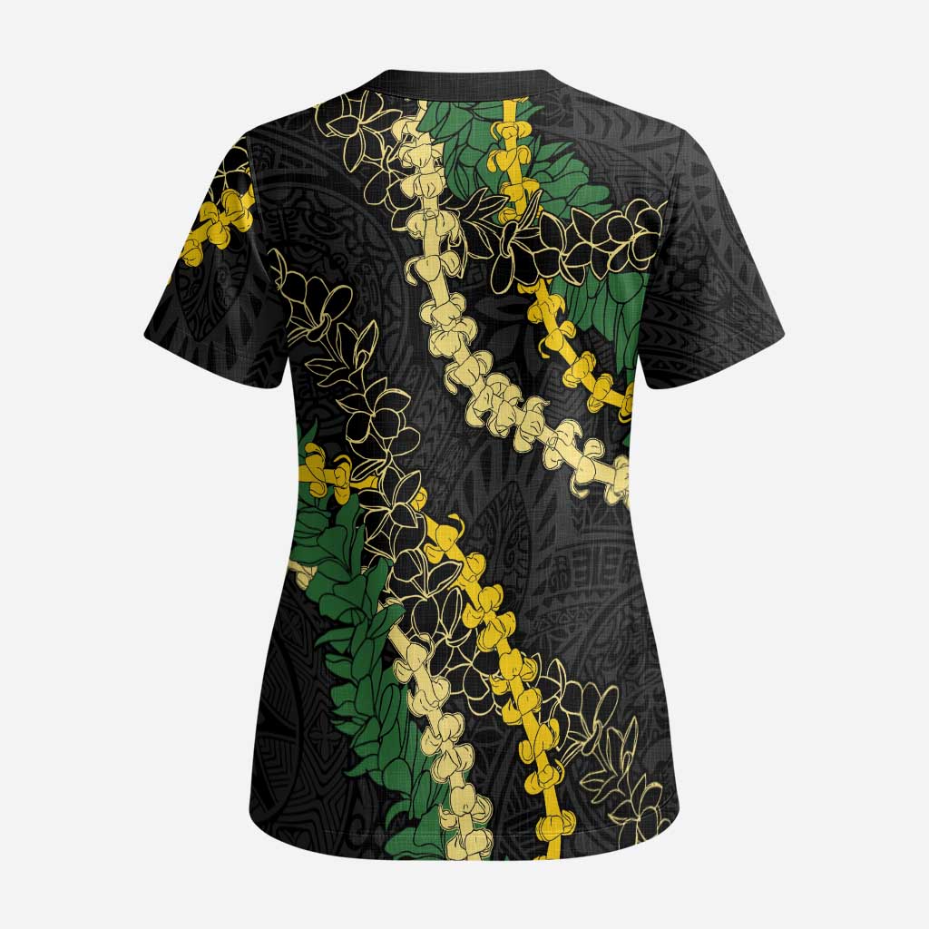 Hawaii Puakenikeni - Maile Lei Scrub Top Obsidian Black - Polynesian Pride